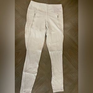 Cream Athleta Fleece Hybrid Leggings, Size XS